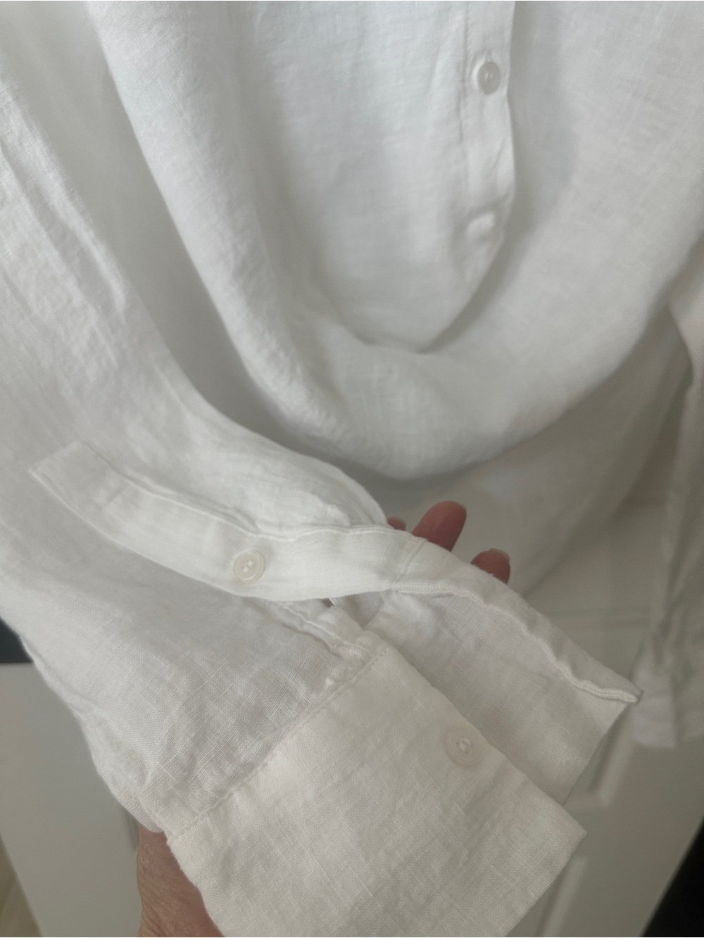 Zara White Linen Draped Collar Button-Down Blouse - Picture 6 of 8